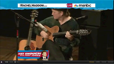 TV Screen Shot of Matthew Montfort Performing on Rachel Maddow Show