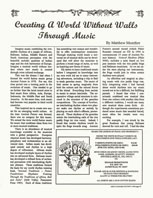 New Avenues Creating a World Without Walls Through Music Article by Matthew Montfort 11-1-94